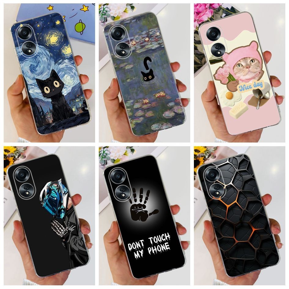 สําหรับ OPPO A58 4G ปลอก CPH2577 เคสกันกระแทกน่ารักการ์ตูนซิลิโคนอ่อนนุ่มกันชนฝาครอบโทรศัพท์สําหรับ OPPOA58 58 4G กรณี