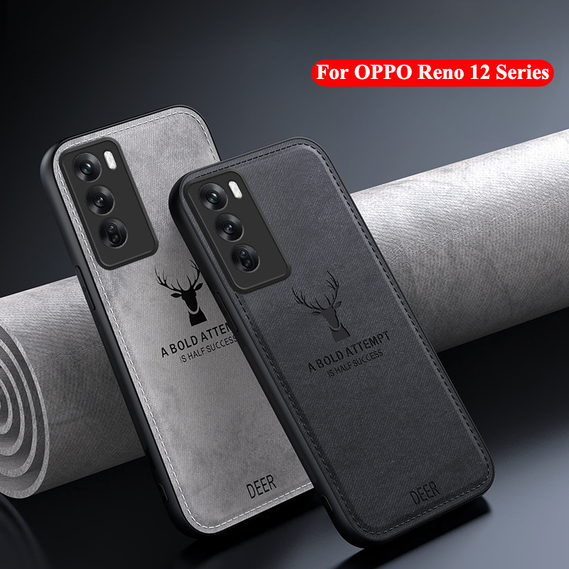ปลอกสําหรับ OPPO Reno 12 Pro 5G Reno12 12Pro 2024 ผ้าลายกวางนุ่ม TPU เคสโทรศัพท์ Slim Plain กล้องเต็มธุรกิจป้องกันกันกระแทกฝาหลัง