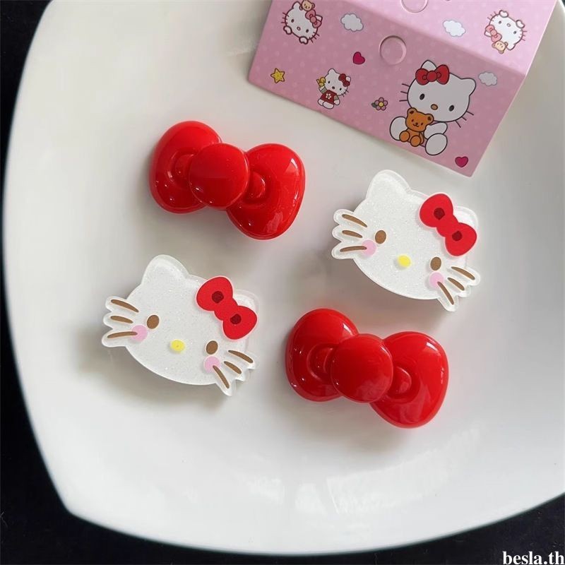 besla.thเครื่องประดับผมแมวน่ารักกิ๊บติดผมโบว์สีแดงการ์ตูนสไตล์สาวหวาน Bangs ClipCOD