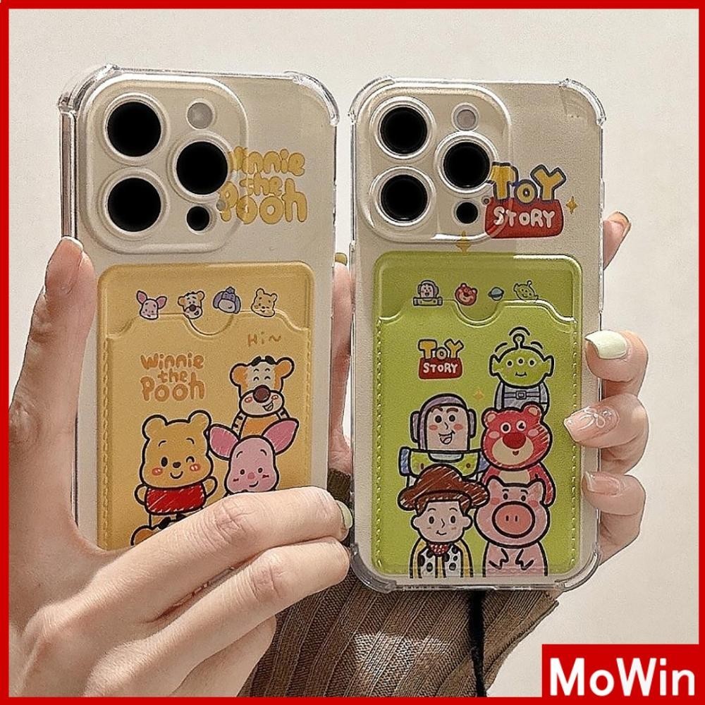 Mowin - เคสใสแบบนิ่มสำหรับ iPhone 15 Pro Max iPhone 11 เคสใสแบบนิ่มสำหรับเก็บบัตร ถุงลมนิรภัยกันกระแทก ภาพการ์ตูนน่ารัก เข้ากันได้กับ iPhone 14 13 12 11 Pro Max Plus XR XS