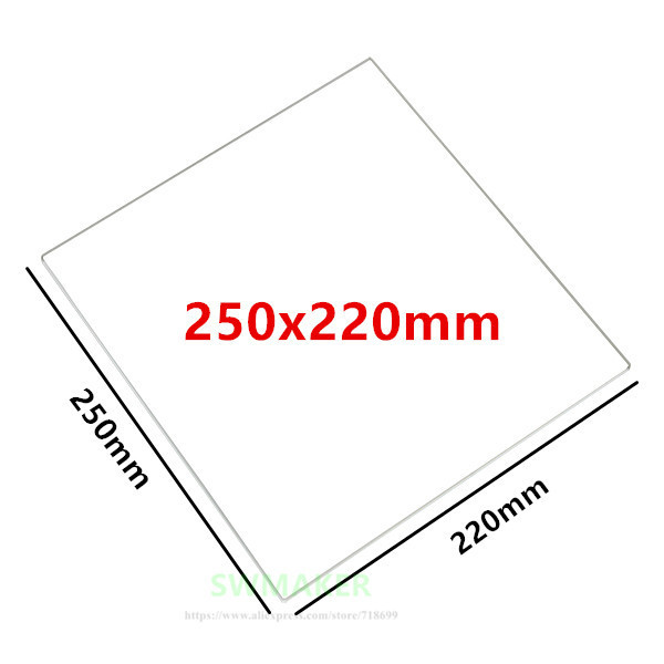 250x220x4mm Print Table Glass plate glass 3D Printer Build Platform Transparent Color high borosilic