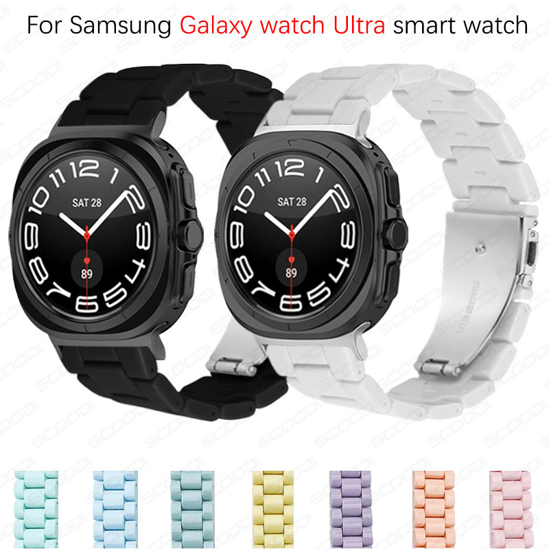 สีลูกกวาดเรซิ่นสายนาฬิกาสําหรับ Samsung Galaxy watch Ultra Smart watch Macaron เปลี่ยนนาฬิกาข้อมือ