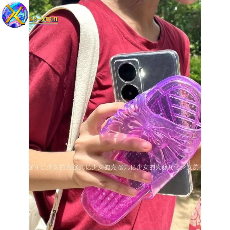 รองเท้าคริสตัลสีม่วงเหมาะสําหรับ Samsung s23 เคสโทรศัพท์ตลก s20fe/a53 รองเท้า a71/a5 4OOD