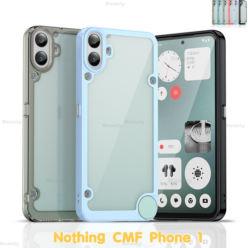 กรณีสําหรับไม่มีอะไร CMF โทรศัพท์ 1 5G สแควร์โปร่งใส TPU ฝาครอบป้องกันกันกระแทกนุ่มที่มีสีสันกรอบล้างเคสโทรศัพท์สําหรับไม่มีอะไร CMFPhone 1 CMFPhone1 CMF1 2024
