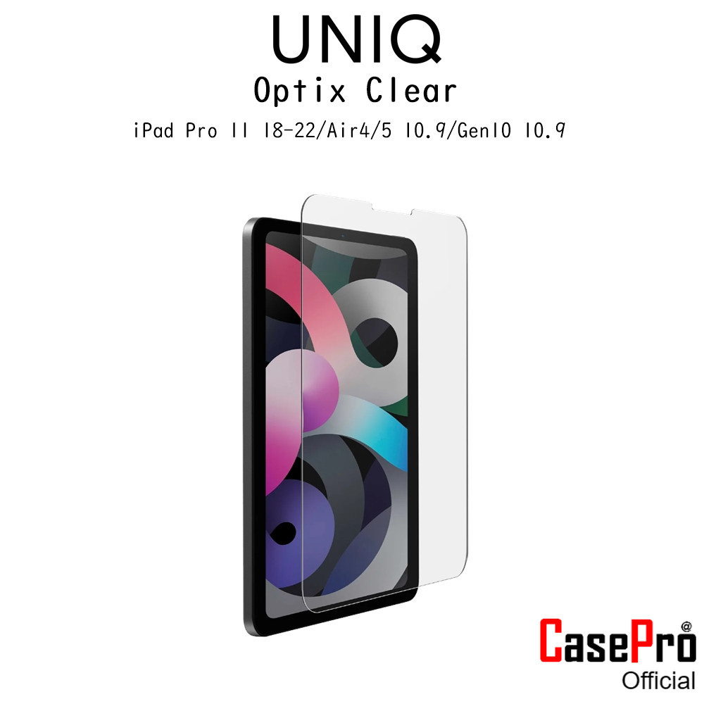 Uniq Optix Clear ฟิล์มกระจกแบบใสกันกระแทกเกรดพรีเมี่ยม ฟิล์มสำหรับ iPad Pro 11 18-22/Air4/5 10.9/Gen