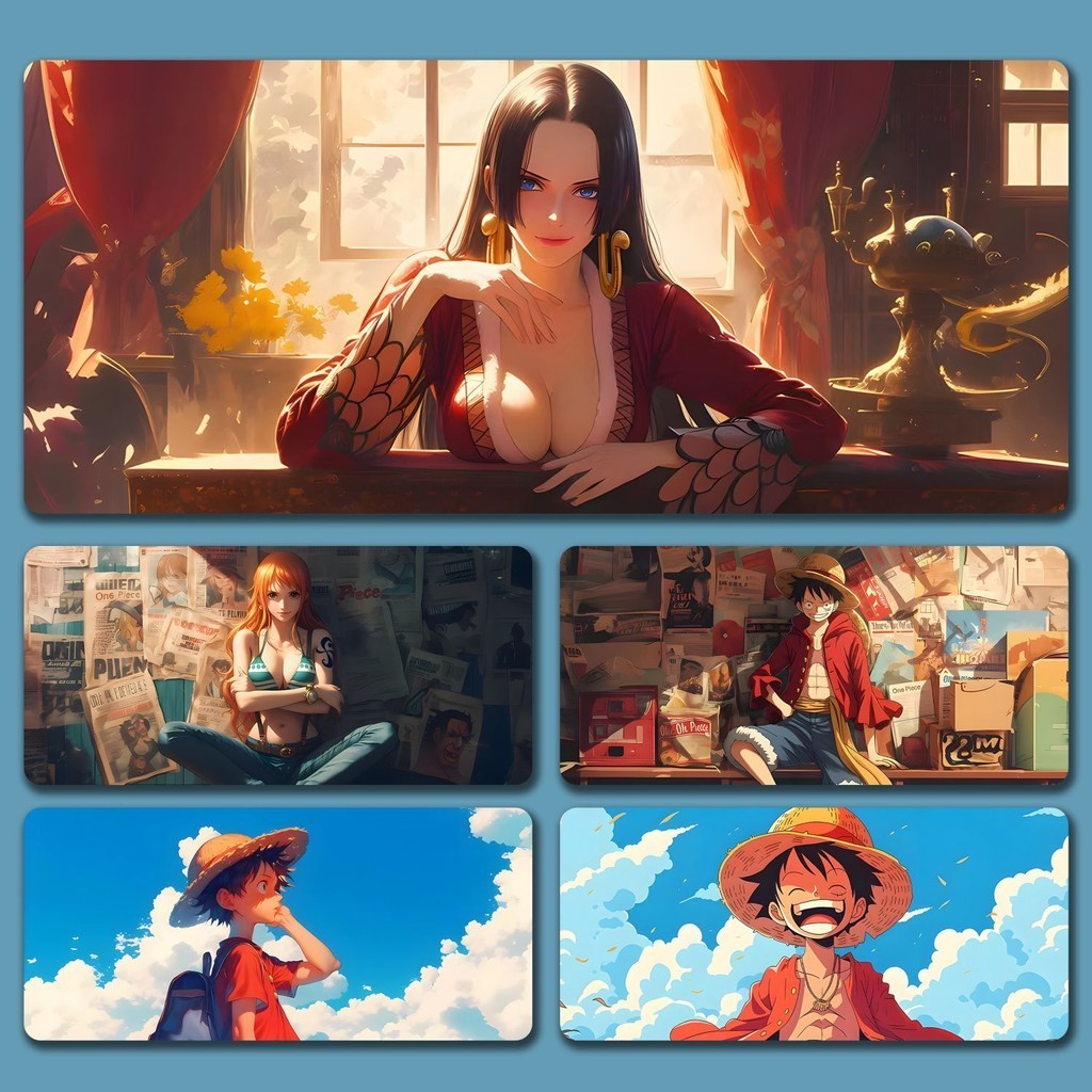 Anime One Piece แผ่นรองเมาส์ขนาดใหญ่ผู้ชายผู้หญิงเกมคีย์บอร์ด Pad หอพักนักเรียน Office Desktop Pad