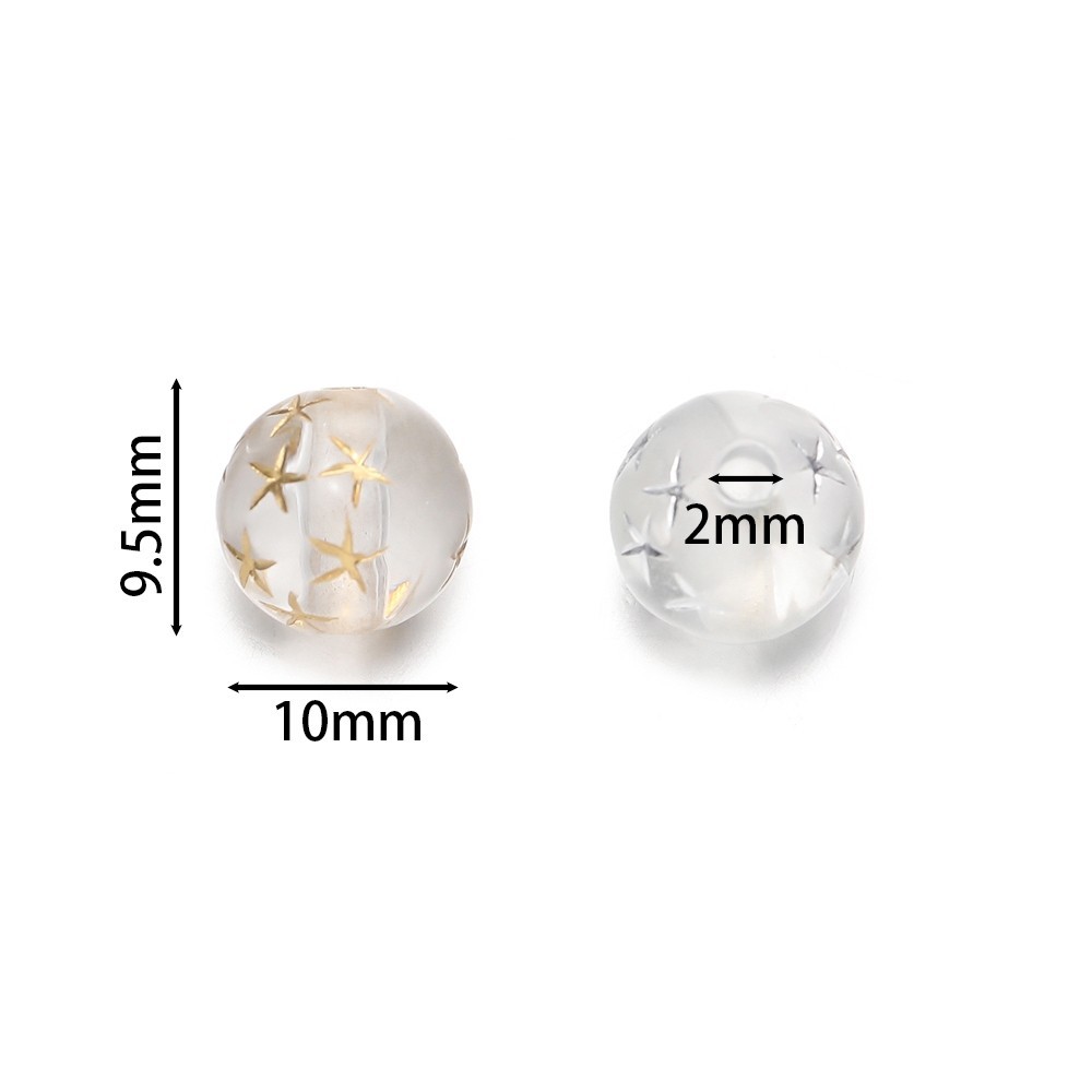 St. kunkka 9.5 * 10 มม. 50 ชิ้นอะคริลิค Frosted Gold Drawing รอบลูกปัดสามารถใช้สําหรับ DIY สร้อยคอสร้อยข้อมือทํา