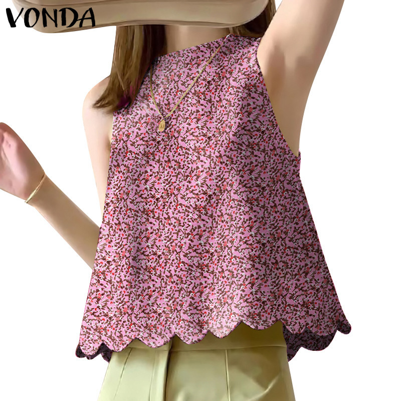 Vonda ผู้หญิงเกาหลี Casual Crew Neckline ถัง Hem โค้งมน