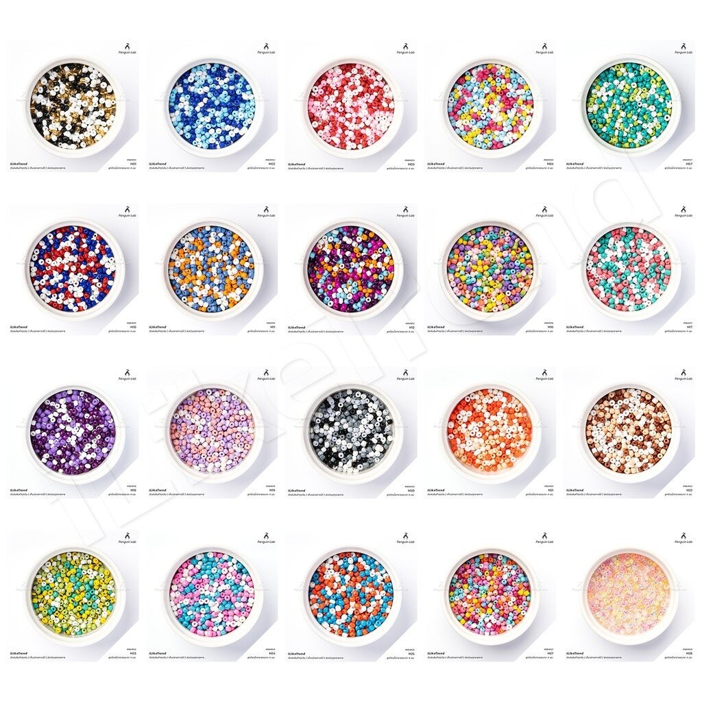 ลูกปัดเม็ดทราย ขนาด 4 มม. แพ็คประหยัด 10 กรัม คละสี | BB4M BB4
