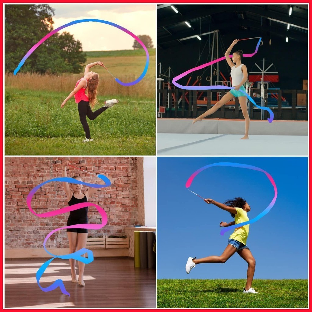 ริบบิ้นเต้นรําสําหรับเด็กสีไล่ระดับสีริบบิ้น Sticks 70.7 นิ้วริบบิ้น Dancer Wands สําหรับเด็ก Rhythm