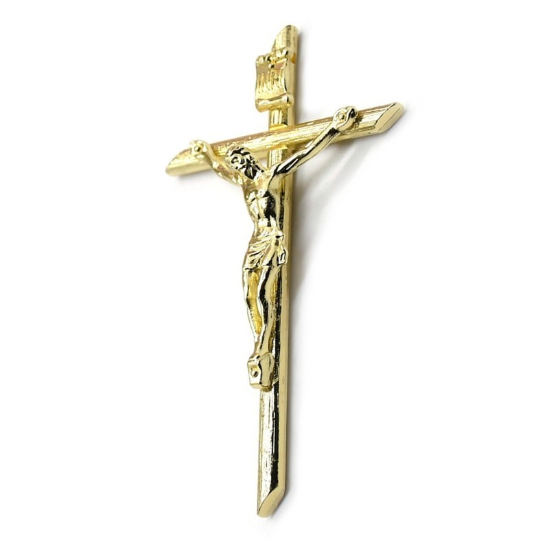 367A Crucifix สําหรับจี้ไม้กางเขน 24K Gold สําหรับคริสต์พระเยซูอธิษฐานสร้อยคอ DIY