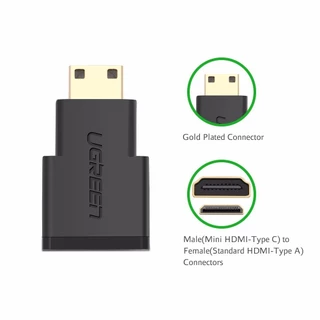 UGREEN Mini HDMI Male to HDMI Female Adapter Gold Plated หัวต่อ Mini HDMI to HDMI พร้อมเสียง รุ่น 20101