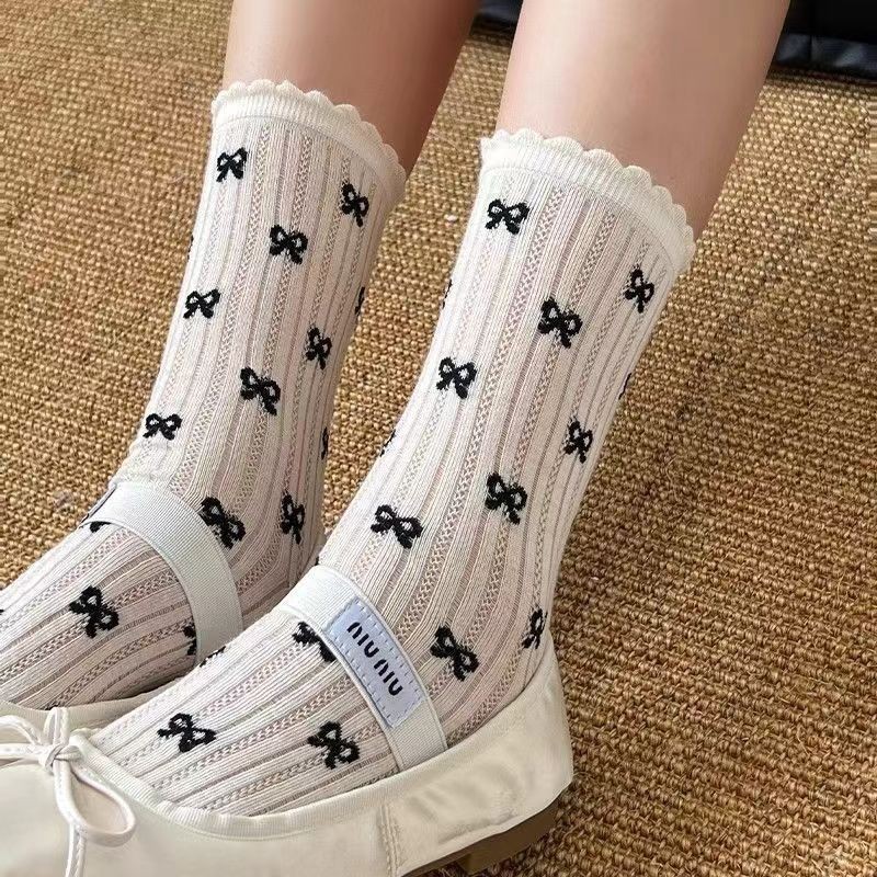 พร้อมส่งจากไทย ถุงเท้าข้อสั้น jk ญี่ปุ่น ถุงเท้าโบว์ ใส่สบาย ระบายอากาศได้ดี หวานและน่ารัก สไตล์วิทยาลัย