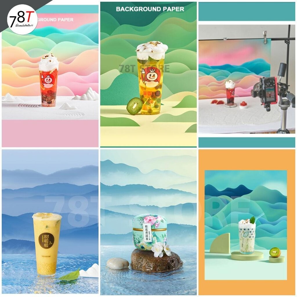 ฉากถ่ายรูปสินค้า 3มิติ ลายท้องฟ้า คลื่นน้ำ แสงเงา ใบไม้ โบเก้ ถ่ายรูปสวยสินค้าสวยมาก 2in1 87x57 cm (พร้อมส่ง)
