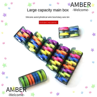 Amber กล่องซิลิโคนจัดเก็บสายเบ็ดตกปลา 4-16 แกน สีรุ้ง
