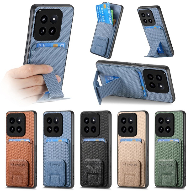 เคสโทรศัพท์สําหรับXiaomi Poco C75 F7 X7 X6 X5 M5 M5s F5 X4 M4 X3 NFC M3 F3 Pro 5Gกลับปลอกพับวงเล็บการ์ดSlostคาร์บอนFibreฝาครอบ