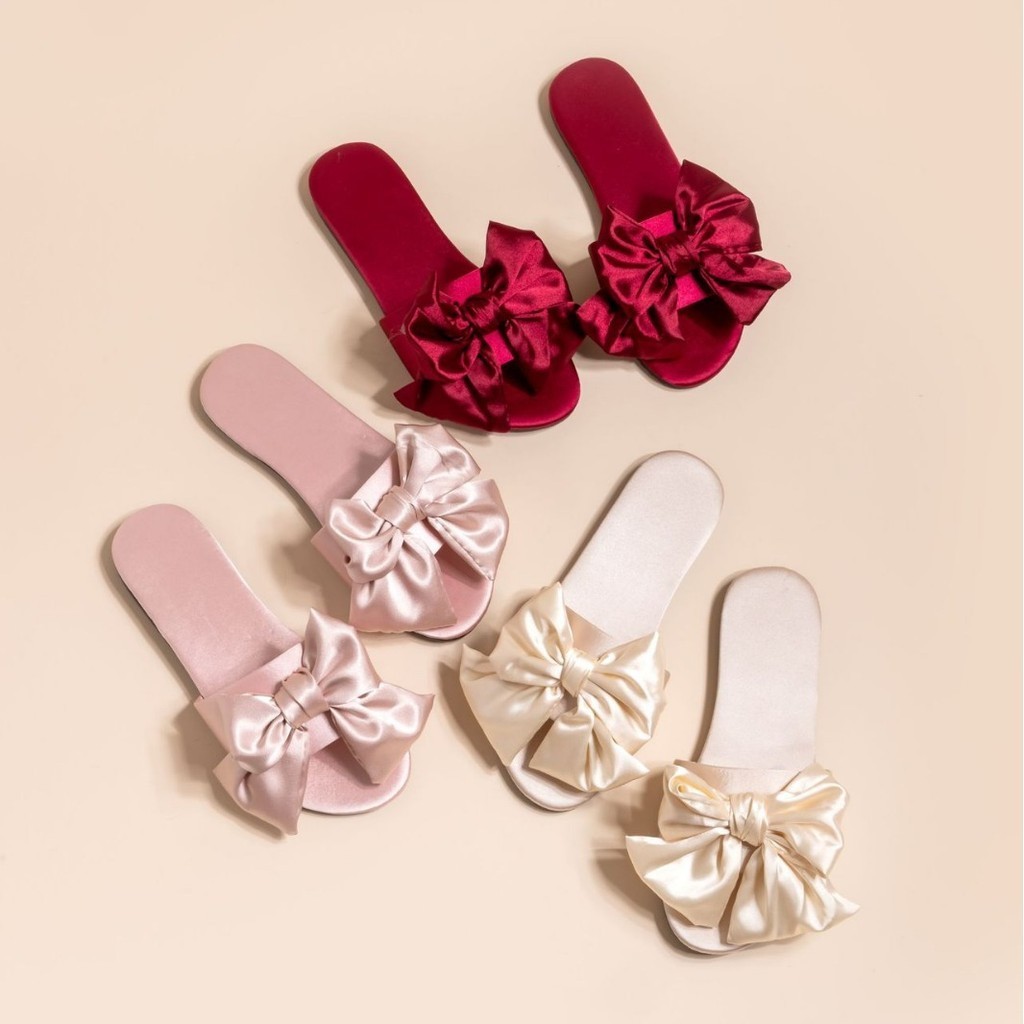 สไตล์ใหม่บ้านสุภาพสตรีรองเท้าแตะ High-End Bowknot งานแต่งงานเทศกาล Sli
