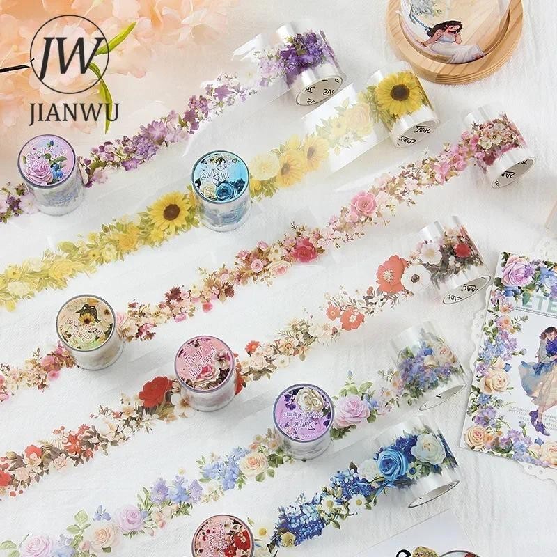 Jianwu 50 มม.* 200 ซม.Dream ดอกไม้ Fairy Series Vintage วัสดุภูมิทัศน์ Collage PET เทป Creative DIY Journal เครื่องเขียน