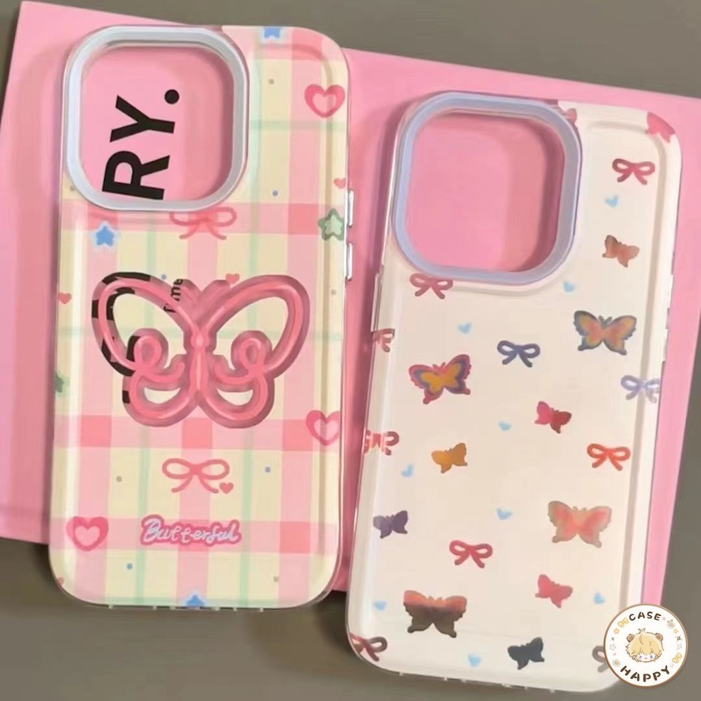แฟชั่นที่เรียบง่ายโบว์สีสวยลายผีเสื้อชว เคสไอโฟน 7Plus 11 Pro Max 13 15 14 12 Pro Max 7 8 14 15 Plus XR X XS Max SE 2020