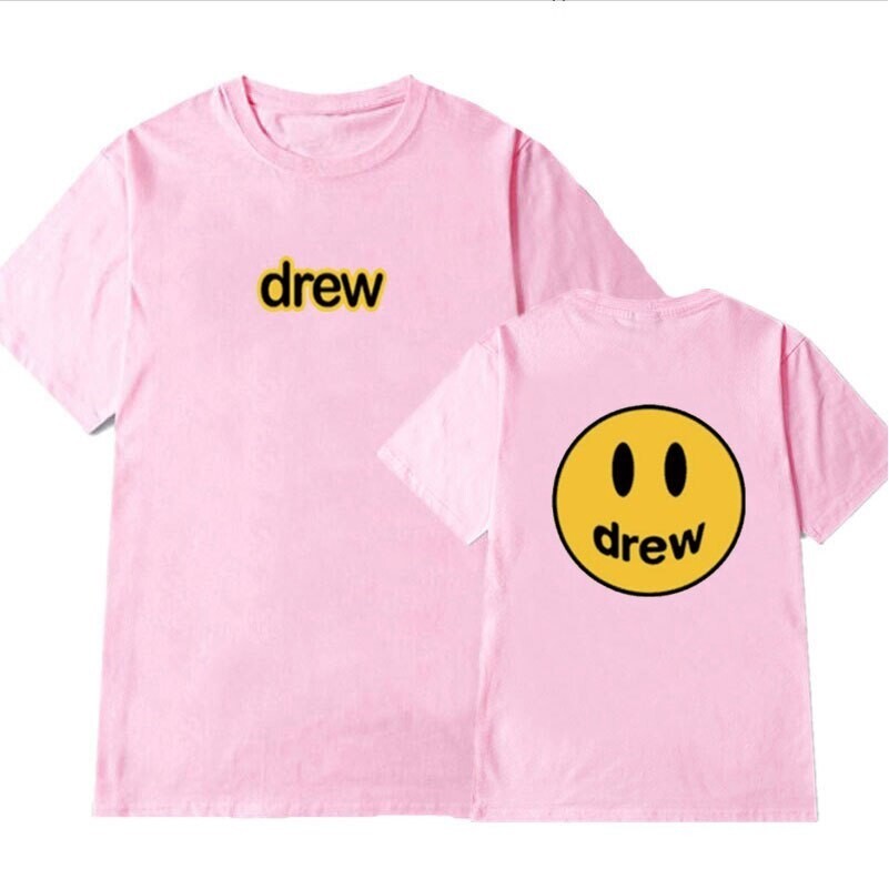 ใหม่แฟชั่น Drew House Smile Face Teesผู้ชายผู้หญิงDrew Classic Design T Shirtชายฤดูร้อนJustin Bieber