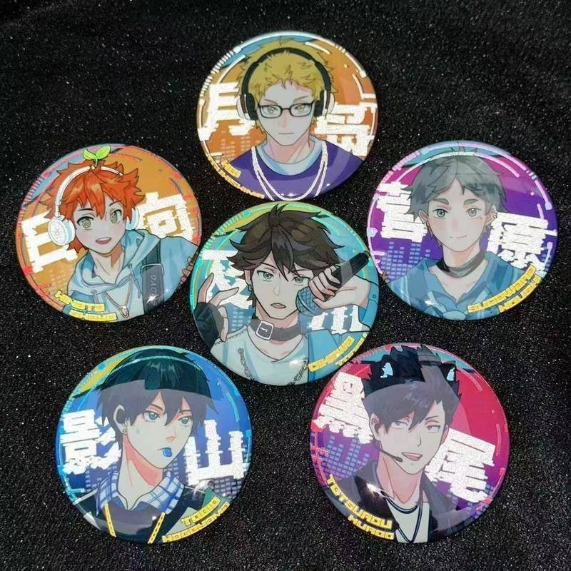 อะนิเมะ Haikyuu คอสเพลย์ป้ายสะท้อนแสง Hinata Shoyo Tobio Kageyama Tetsurou kuroo Kei Tsukishima Oikawa Tooru sugawara kushi Pins คอลเลกชัน Breastpin สําหรับกระเป๋าเสื้อผ้าประณีต