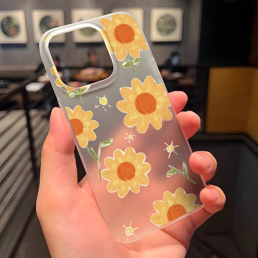 เคสโทรศัพท์ลายดอกทานตะวัน For iPhone 14 Pro 11 12 13 14 15 Pro Max 14 Plus 15 Plus เคสโทรศัพท์แบบนุ่มกันกระแทกแบบใส