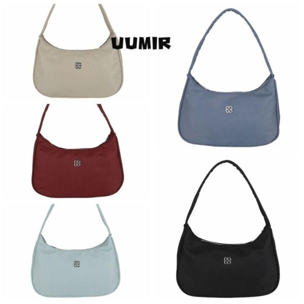 UUMIR กระเป๋าสะพายกระเป๋าถือไนลอนสีทึบแฟชั่นสําหรับผู้หญิงใต้วงแขน ความจุขนาดใหญ่