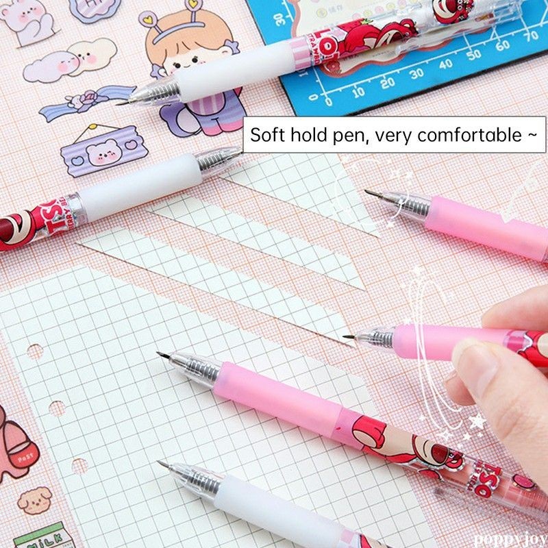 poppyjoy Strawberry Bear Retractable ปากกาเครื่องตัดกระดาษน่ารักเครื่องตัดแบบพกพาการ์ตูน Art Cutter