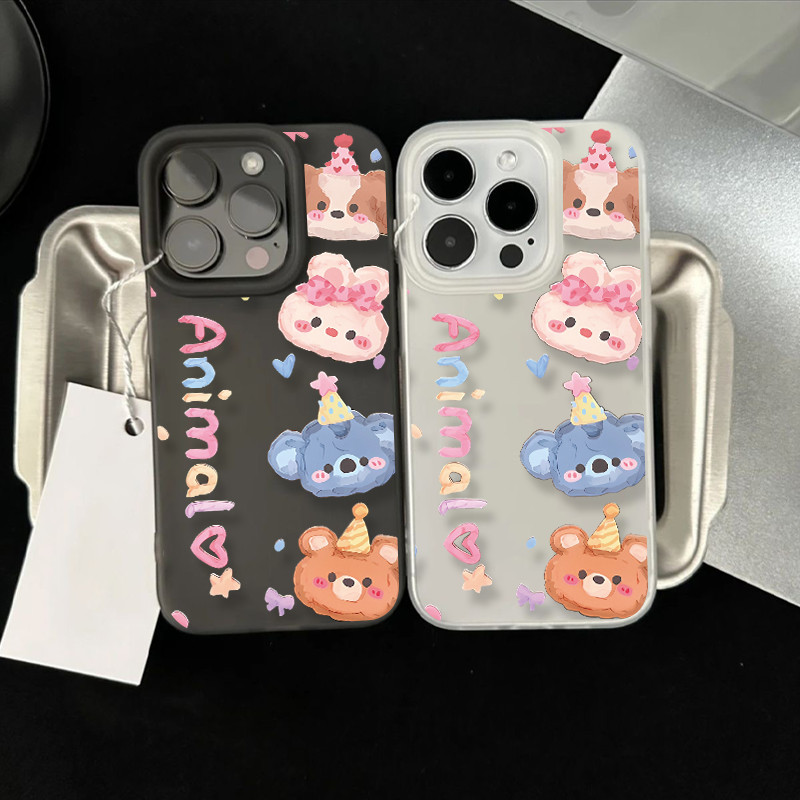 Poppa เคสโทรศัพท์การ์ตูน Matte น้ำแข็ง ฝาครอบโทรศัพท์นุ่ม Iphone15 14 13 12 11 Pro Max X Xr Xs Max 7 8 Plus #056003