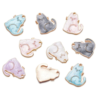 St. kunkka 4-10 ชิ้นจี้โลหะผสมจี้แมวมุกน่ารักสําหรับเครื่องประดับทํา DIY