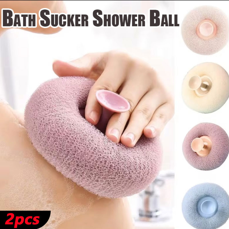 2 ชิ้นห้องน้ําหนา Bath Ball พร้อมถ้วยดูดนวด Bath Ball ทรงกลมโคลนฟองน้ํา Bubble Bath เครื่องมือ