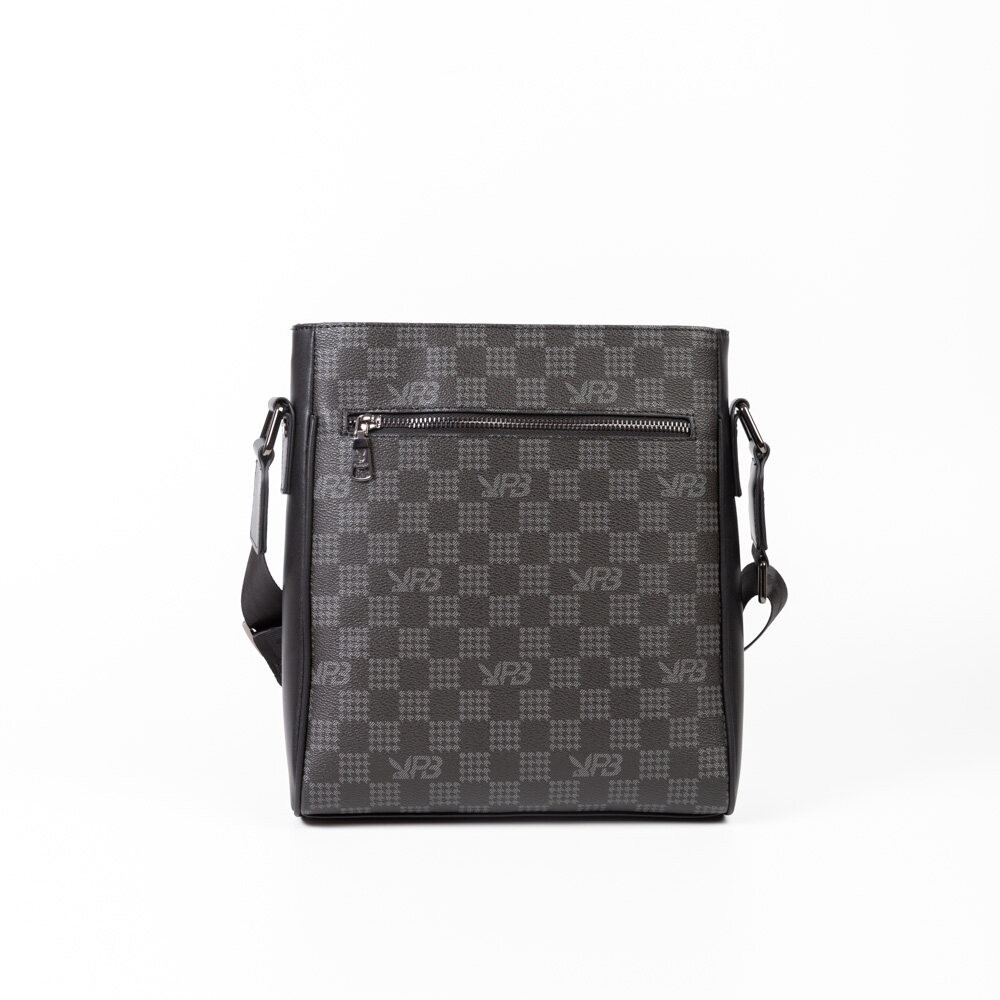 Playboy:Vincent  Men's bag กระเป๋าสะพายข้างผู้ชาย รุ่นST-B243PBM287-BK ดีไซน์กระเป๋าทรงแมสเซนเจอร์ ลายตารางโลโก้ สีดำ
