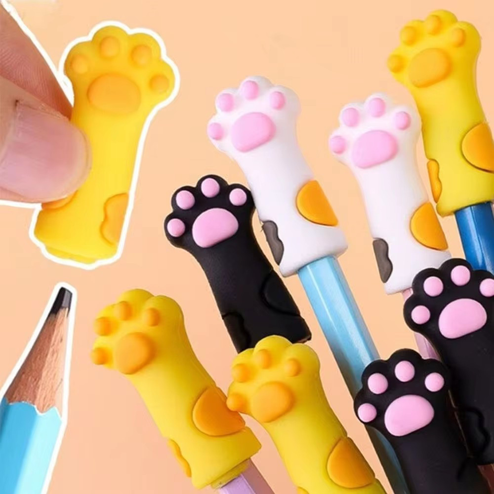 3 ชิ้น/เซ็ต Kawaii Cat Claw ดินสอการ์ตูนซิลิโคนปากกาลูกลื่น Topper ครอบคลุมสําหรับนักเรียนเครื่องเขียนโรงเรียนอุปกรณ์