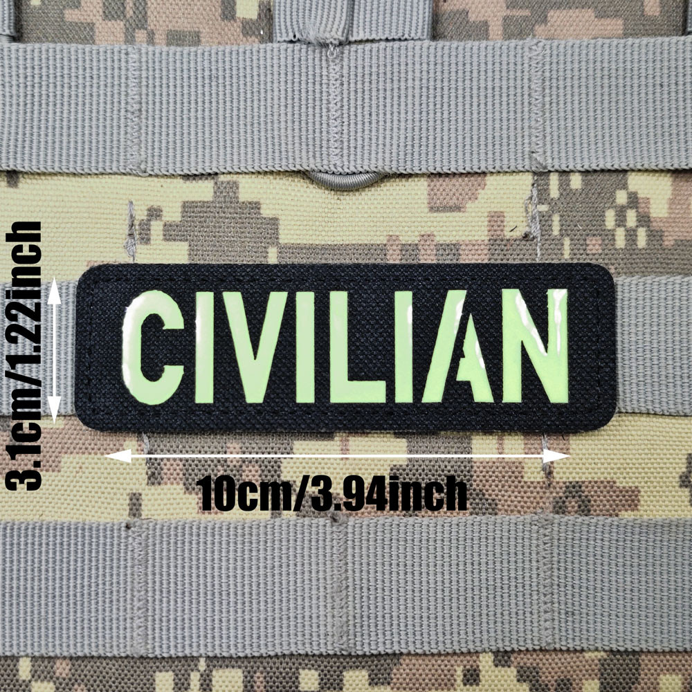 ที่กําหนดเอง Aq สะท้อนแสง CIVILIAN3D Velcro Patch /Badges/armband/Emblem ตกแต่งสําหรับแจ็คเก็ตกางเกงยีนส์กระเป๋าเป้สะพายหลังหมวก