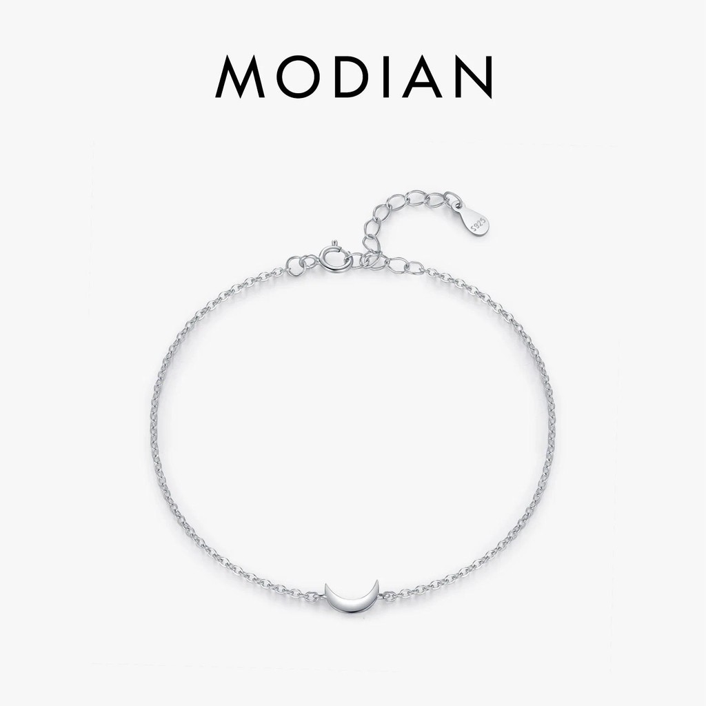 Modian Link Chain สร้อยข้อมือ 925 เงินสเตอร์ลิงขัดน่ารัก Moon Stackable สร้อยข้อมือสําหรับผู้หญิง Party Fine เครื่องประดับของขวัญ