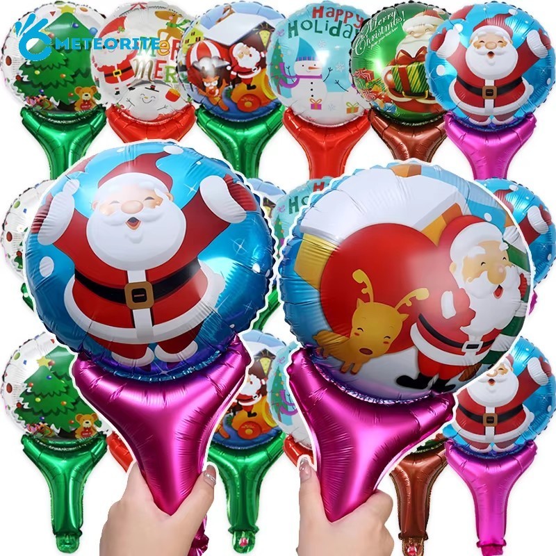 20Pcs Random Style Christmas Dress up Headdress - Hand-held Aluminum foil Balloon Stick - Christmas Children Party Decorative Toys