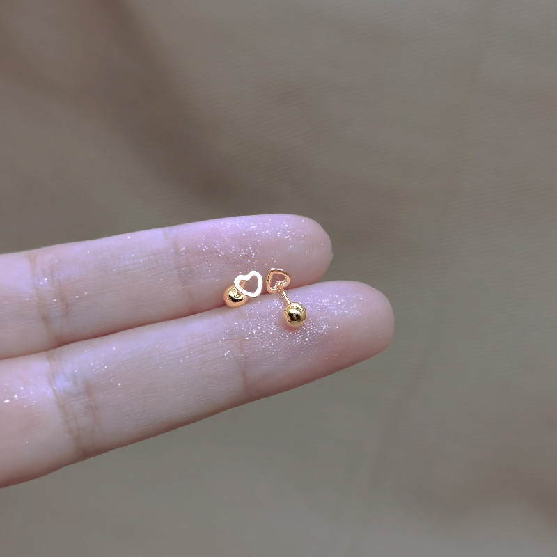 S925 เงินแท้ Mini Love Heart Stud ต่างหูสําหรับผู้หญิงชุดต่างหูเจาะสําหรับเด็กชุดต่างหูทองทุกวันสไตล์หวานอุปกรณ์เสริมเครื่องประดับ