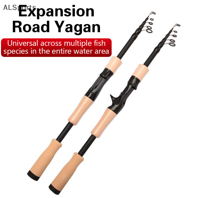 [ALSports] Telescopic Lure Rod 1.5M 1.8M 2.1M 2.4M Carbon Spinning Rod Baitcasg Fishing Pole 8g-25g Handle Casg Fishing Tackle [th]