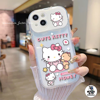 🔥ส่งจากไทย🔥น่ารักสีสันสดใสพร้อมกระจกแต่งหน้าสำหรับ iPhone 11 15 14 13 12 Pro MAX 7 8 14 Plus XR X XS MAX เคส Cartoon Cat
