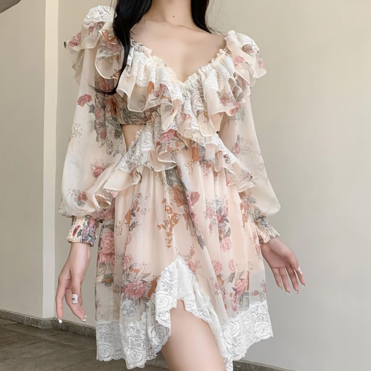 Vietnam Autumn Dress Women's Surrogate Shopping Skirt Design French Style2024VCollar New Women's Chi