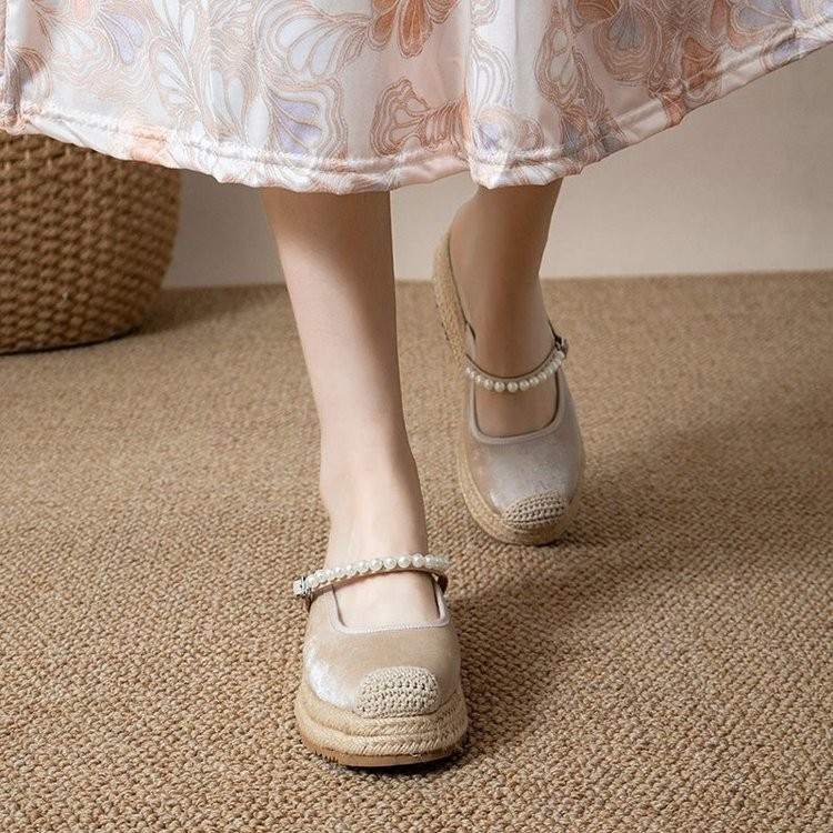 ลิ่ม ส้นรองเท้าแตะผู้หญิงเวอร์ชั่นเกาหลีแฟชั่นทอนิ้วเท้าปกระบายอากาศรองเท้าแตะส้นสูงลําลองขนาด35-40 - รูปที่ 2