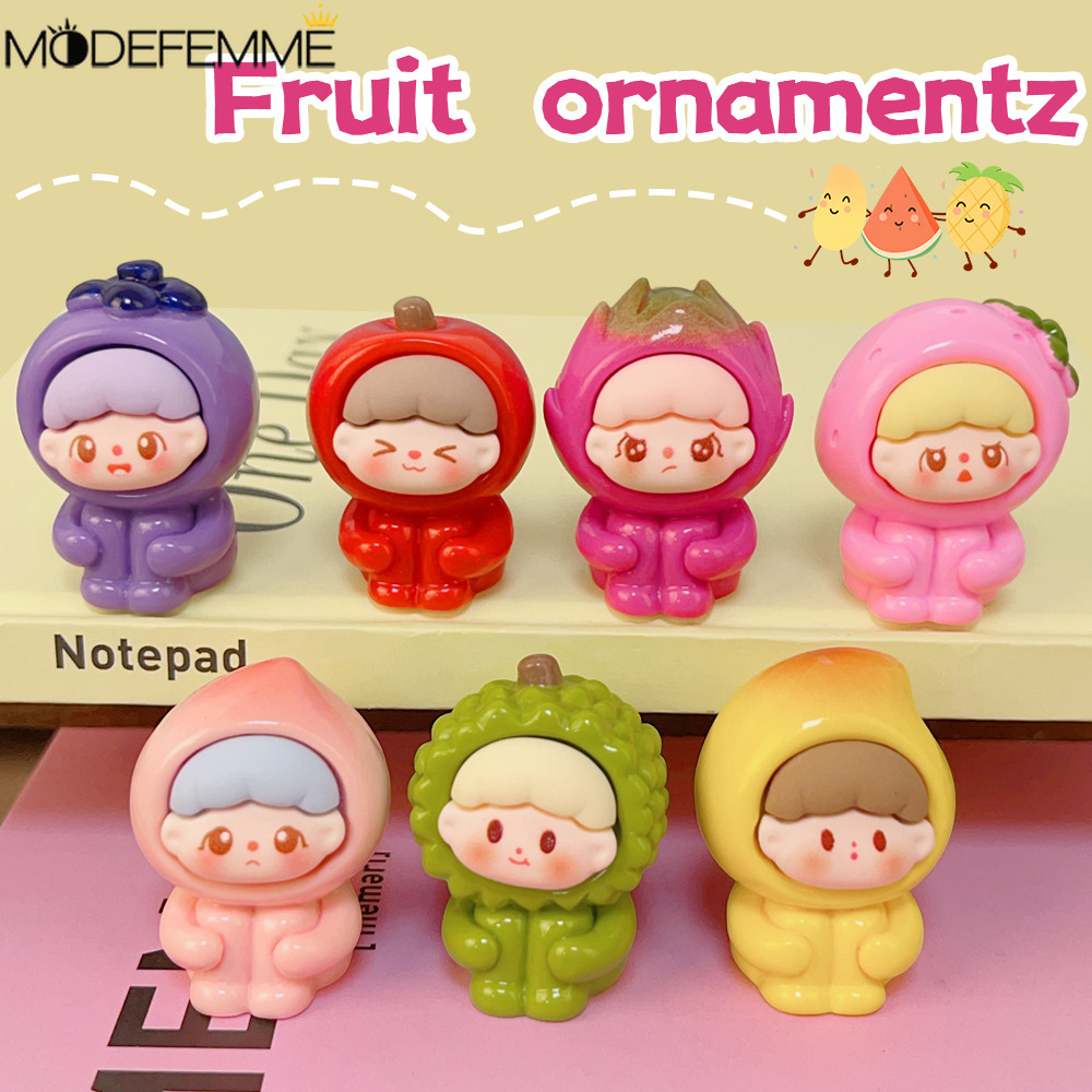 [โดดเด่น] ตุ๊กตาลูกผลไม้หลากสี - งานฝีมือเรซินขนาดเล็ก - เครื่องประดับผลไม้การ์ตูน - อุปกรณ์ภูมิทัศน์ไมโคร - รูปปั้นพีชสีส้มสตรอเบอร์รี่ - ตกแต่งเดสก์
