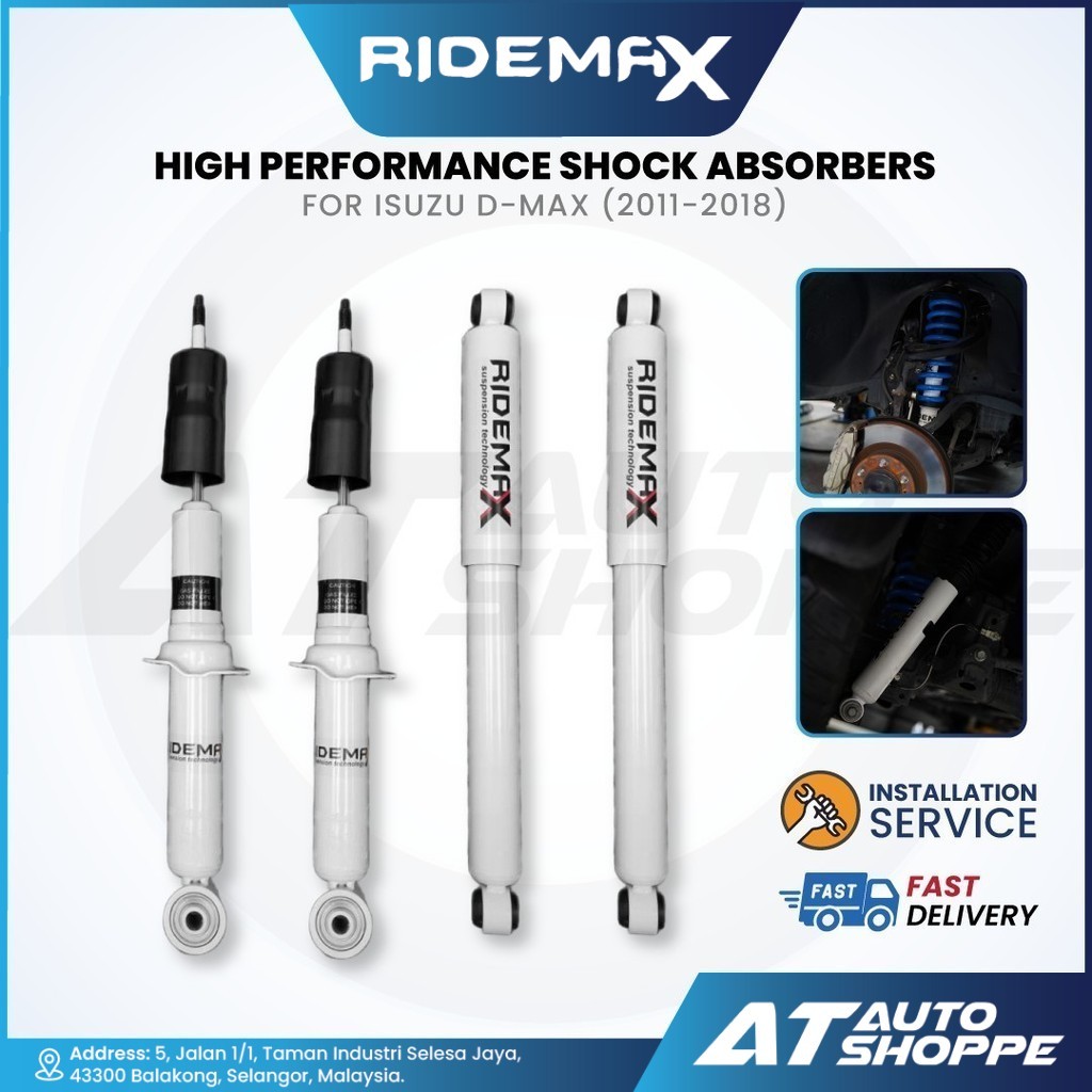 RIDEMAX Performance Sport โช้คอัพแก๊ส – คู่หน้าและหลังสําหรับ Isuzu D-Max