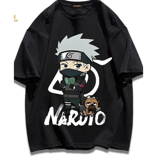 ผ้าฝ้าย 100% [9 สี 5 ขนาด] เสื้อยืดคอกลม แขนสั้น ผ้าฝ้ามพ์ลายการ์ตูนนารูโตะ Shar-Pei สําหรับผู้ชาย