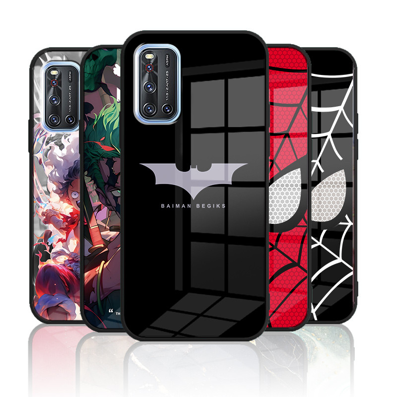 เคสกระจก Vivo V19 1933 เคสกระจกนิรภัย Hard Back Cover Soft Silicon Edge