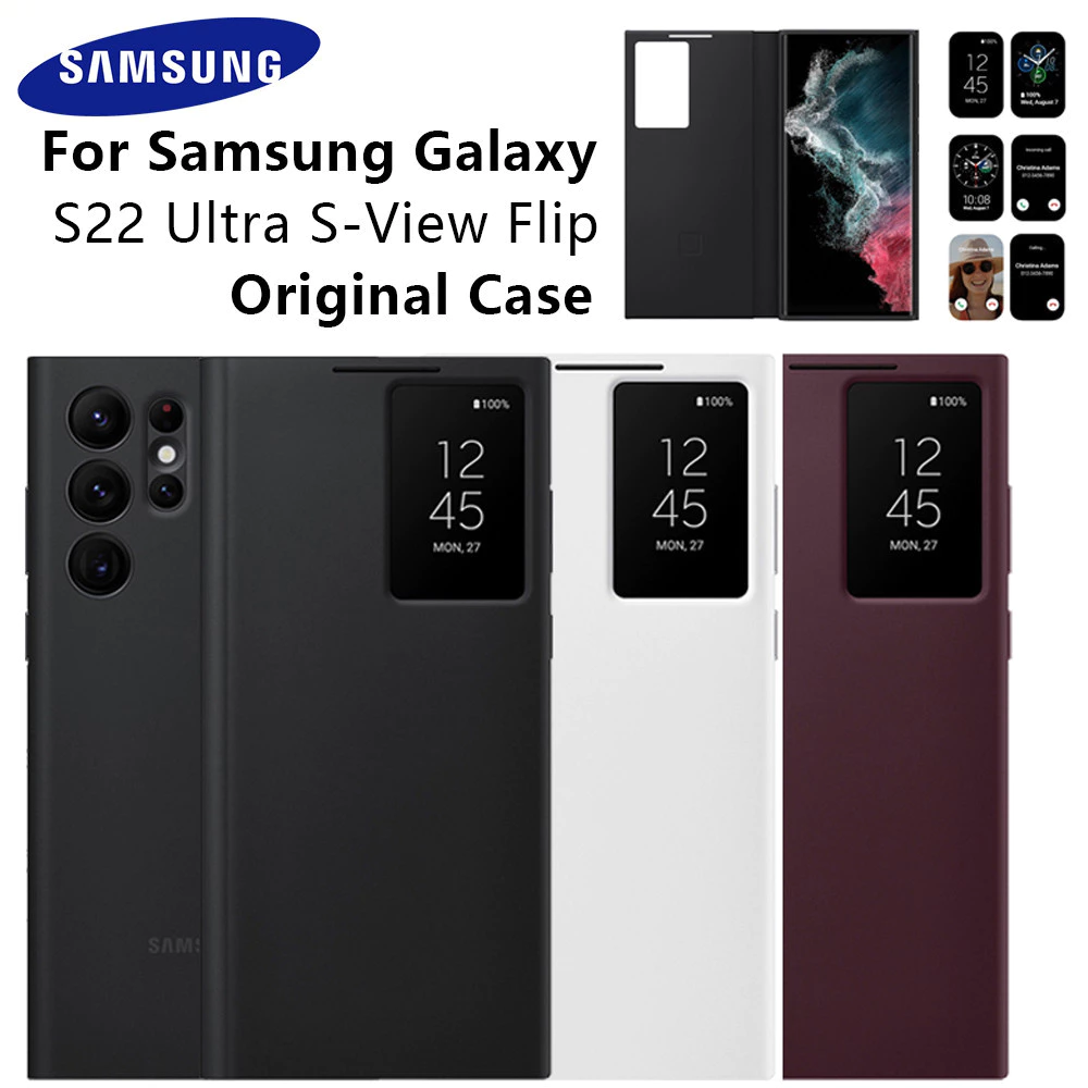 Original Samsung S22 Ultra S-View Flip Case For Galaxy S22Ultra High Quality Leather Cover