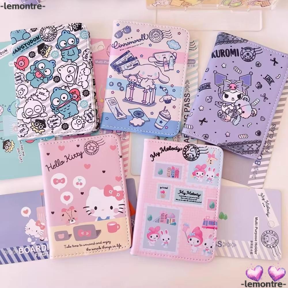 Lemontre Sanrio Passport Cover, ที่ใส่หนังสือเดินทางการ์ตูน PU, กระเป๋า ID Storage Travel Card Holders Clip Bags