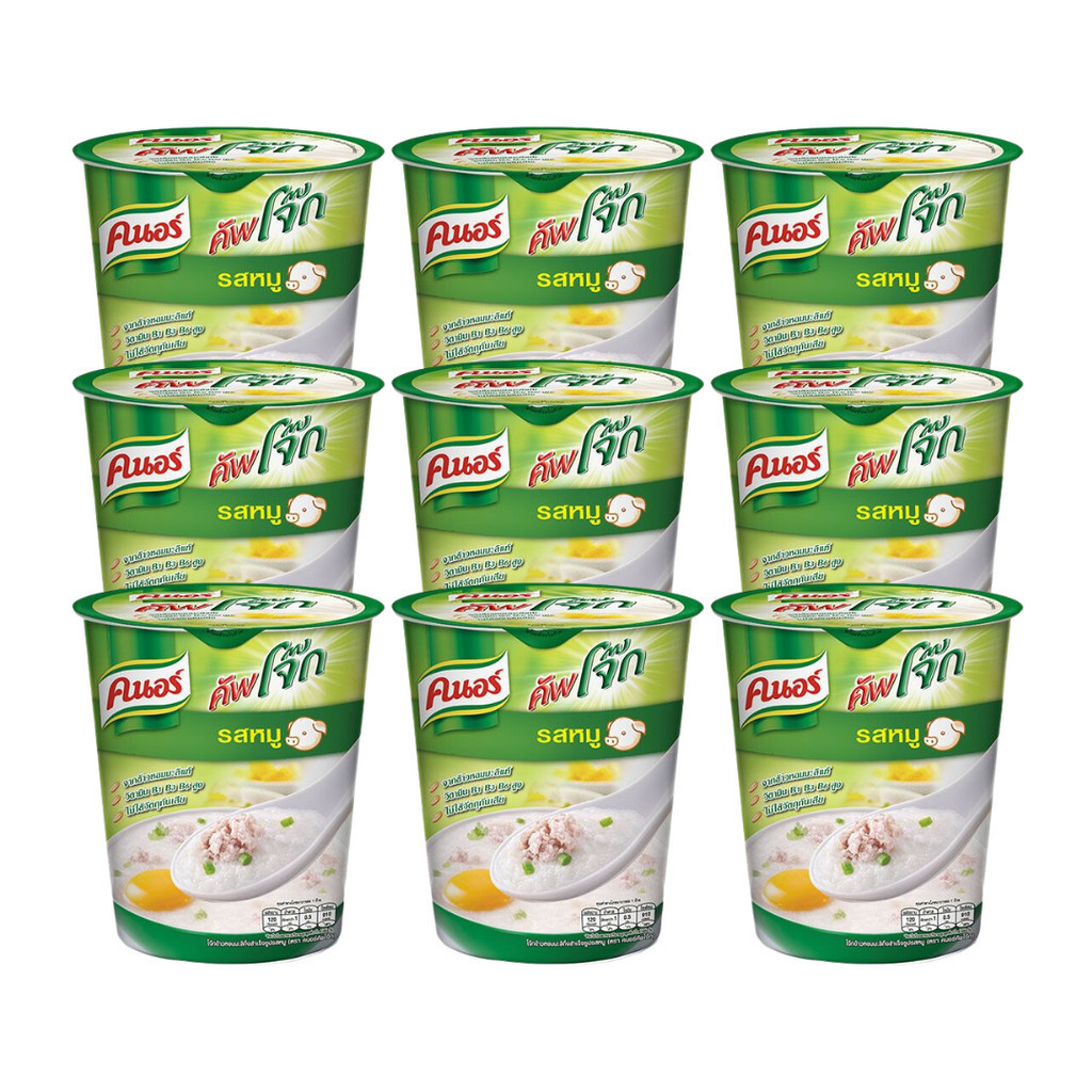 (แพ็ค 12 ถ้วย) คนอร์ คัพโจ๊ก แบบถ้วย รสหมู ไก่ กุ้ง (32 กรัม) Knorr Cup Jok (เลือกสูตรด้านใน) โจ๊ก คัพ ถ้วย หมู