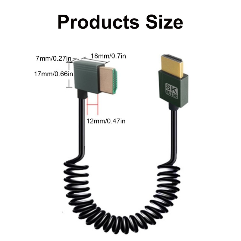 seve* 8k Short HDMI เข้ากันได้กับสายขดที่รองรับ HDMI 48Gbps ความเร็วที่รวดเร็วชายกับชาย 8K HDMI เข้ากันได้กับ 2 1 Supp