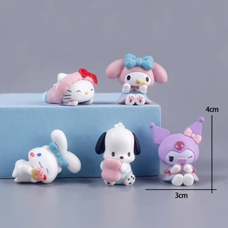 5 ชิ้น/เซ็ต Hello Kitty Pachacco Kawaii Kuromi Theme เค้กวันเกิดตกแต่ง Party ตกแต่ง PVC เครื่องประดับ